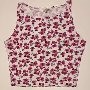 Forever 21 Floral White Crop Top Size S